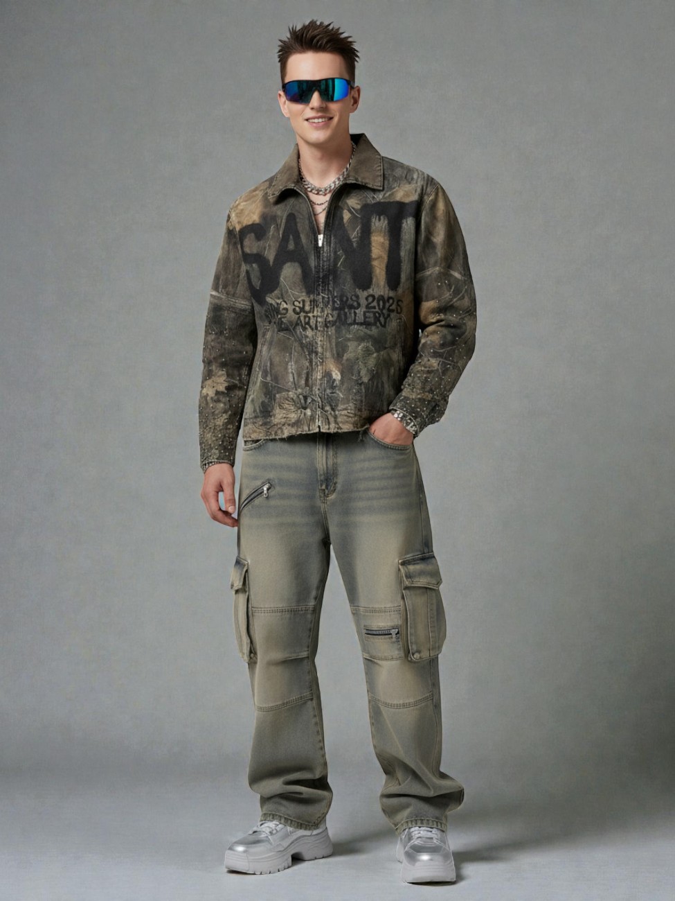 Veste style Y2K effet délavé caractère distinctif – Image 2
