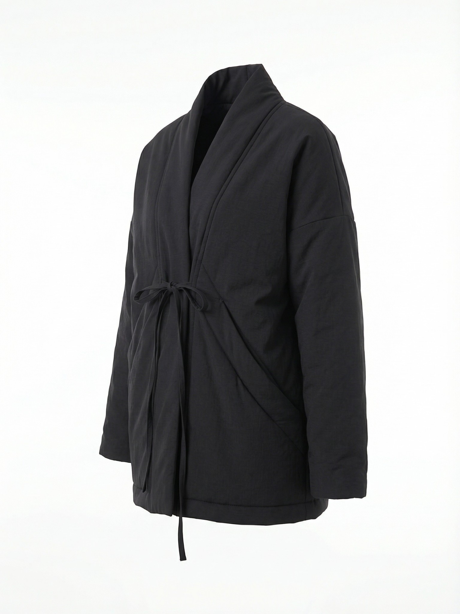 Veste kimono femme noire coton oversize – Image 2